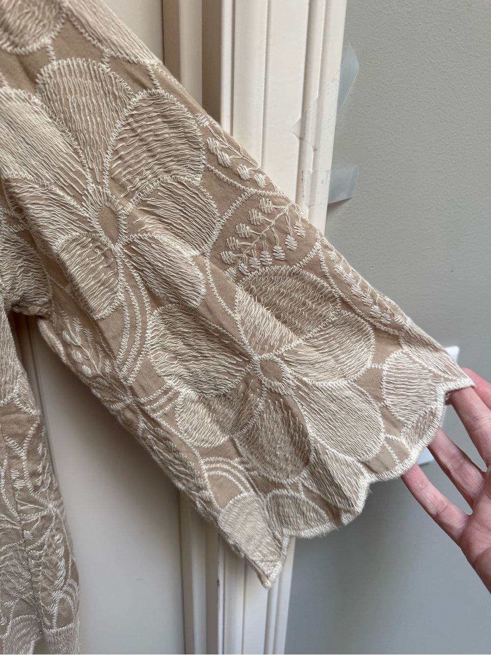 Solitaire Beige Floral Lace Embroidered Top - Picture 5 of 9